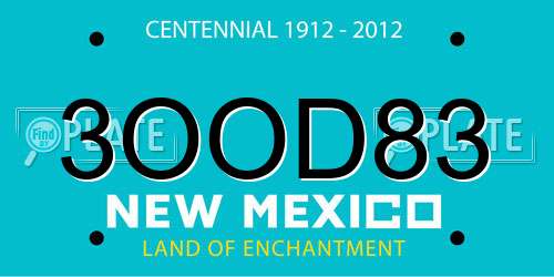3OOD83 New Mexico License Plate
