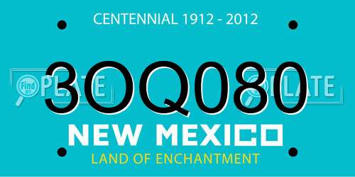 3OQ080 New Mexico License Plate