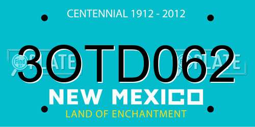 3OTD062 New Mexico License Plate