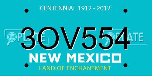 3OV554 New Mexico License Plate