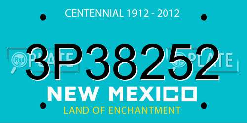 3P38252 New Mexico License Plate