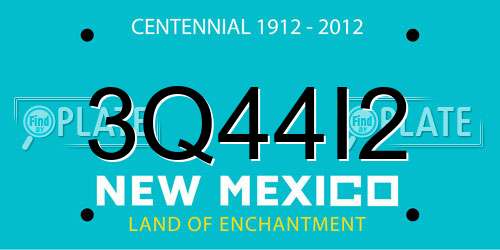 3Q44I2 New Mexico License Plate