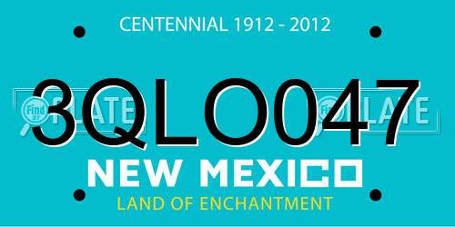3QLO047 New Mexico License Plate