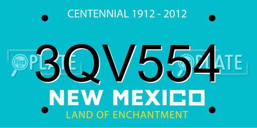 3QV554 New Mexico License Plate