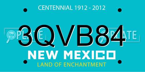 3QVB84 New Mexico License Plate