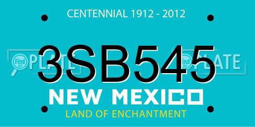 3SB545 New Mexico License Plate