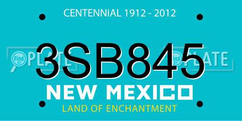 3SB845 New Mexico License Plate