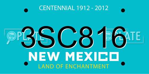 3SC816 New Mexico License Plate