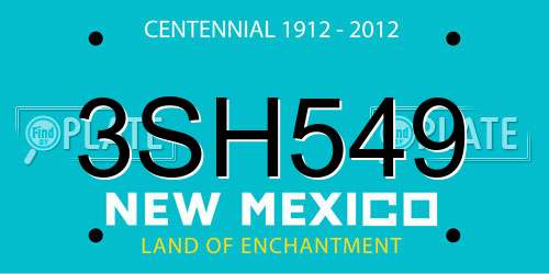 3SH549 New Mexico License Plate
