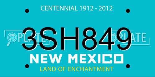 3SH849 New Mexico License Plate