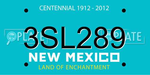 3SL289 New Mexico License Plate