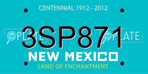 3SP871 New Mexico License Plate