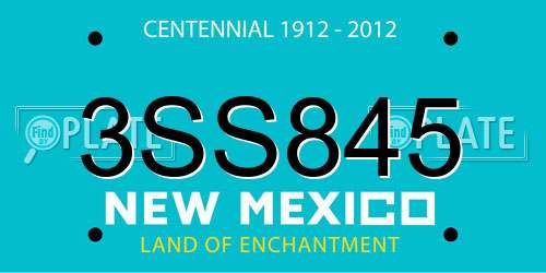 3SS845 New Mexico License Plate