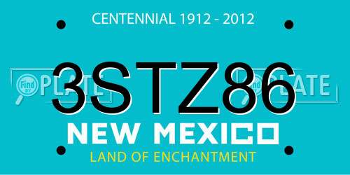 3STZ86 New Mexico License Plate