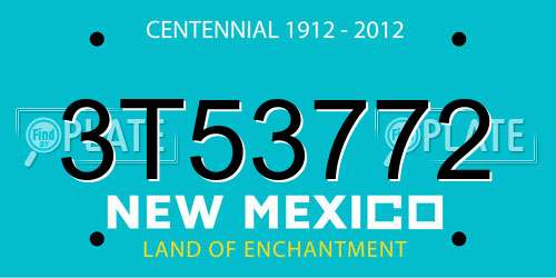 3T53772 New Mexico License Plate