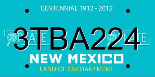 3TBA224 New Mexico License Plate