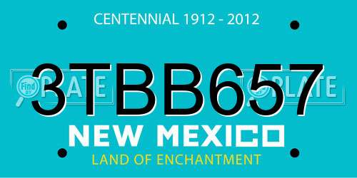 3TBB657 New Mexico License Plate