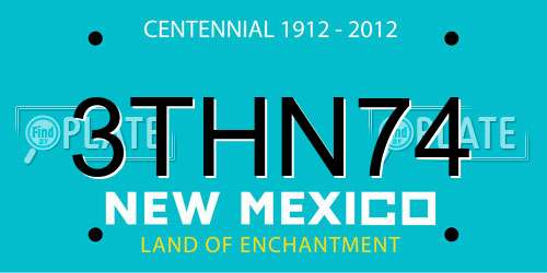 3THN74 New Mexico License Plate