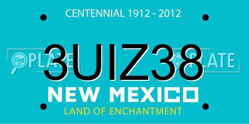 3UIZ38 New Mexico License Plate