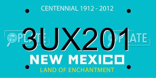 3UX201 New Mexico License Plate