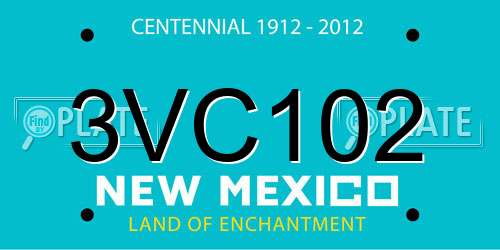 3VC102 New Mexico License Plate