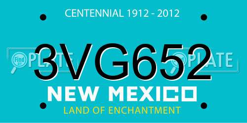 3VG652 New Mexico License Plate