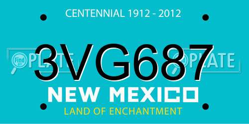3VG687 New Mexico License Plate