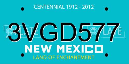 3VGD577 New Mexico License Plate