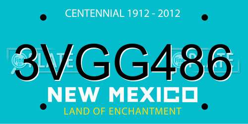 3VGG486 New Mexico License Plate
