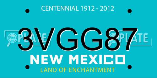 3VGG87 New Mexico License Plate