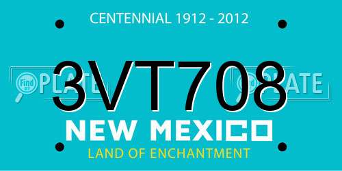 3VT708 New Mexico License Plate