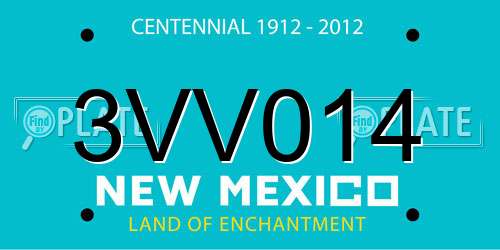 3VV014 New Mexico License Plate