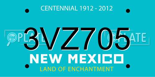 3VZ705 New Mexico License Plate