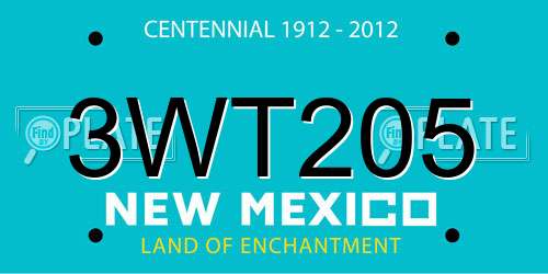 3WT205 New Mexico License Plate