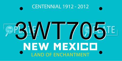 3WT705 New Mexico License Plate