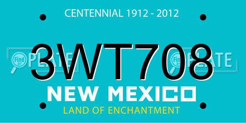 3WT708 New Mexico License Plate