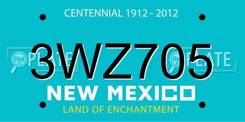 3WZ705 New Mexico License Plate