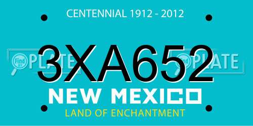 3XA652 New Mexico License Plate