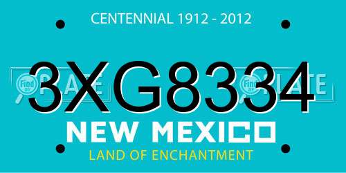 3XG8334 New Mexico License Plate