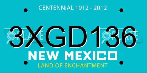 3XGD136 New Mexico License Plate