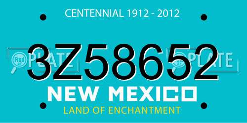 3Z58652 New Mexico License Plate