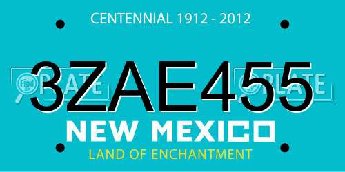 3ZAE455 New Mexico License Plate