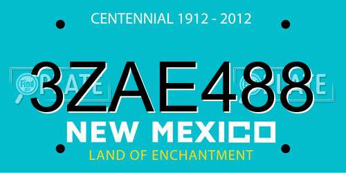 3ZAE488 New Mexico License Plate