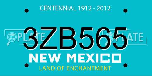 3ZB565 New Mexico License Plate