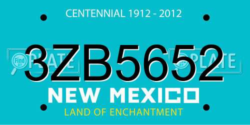 3ZB5652 New Mexico License Plate