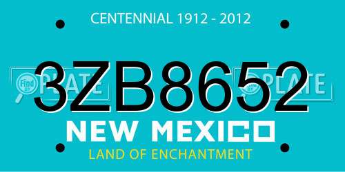3ZB8652 New Mexico License Plate