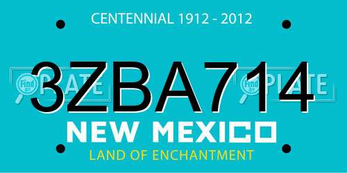 3ZBA714 New Mexico License Plate