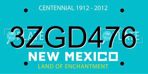3ZGD476 New Mexico License Plate