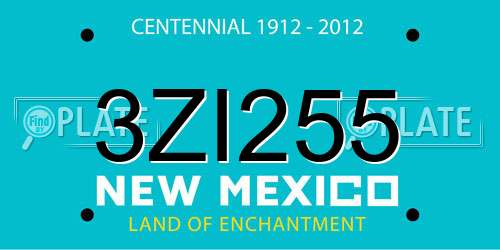 3ZI255 New Mexico License Plate
