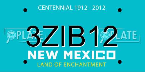 3ZIB12 New Mexico License Plate
